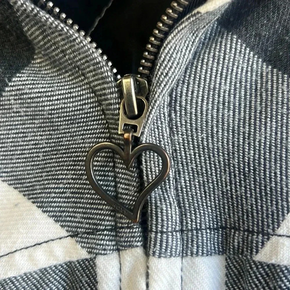 ROXY Y2K Plaid Faux Fur Hooded Jacket Coat Size MEDIUM - Picture 6 of 12